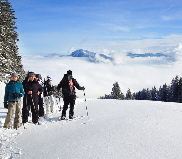 Schneeschuhwandern Mit Panorama Mittag